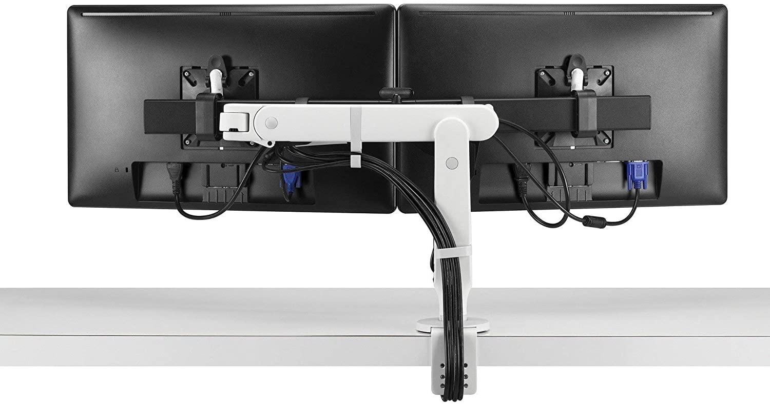 Ollin dual white monitor arm