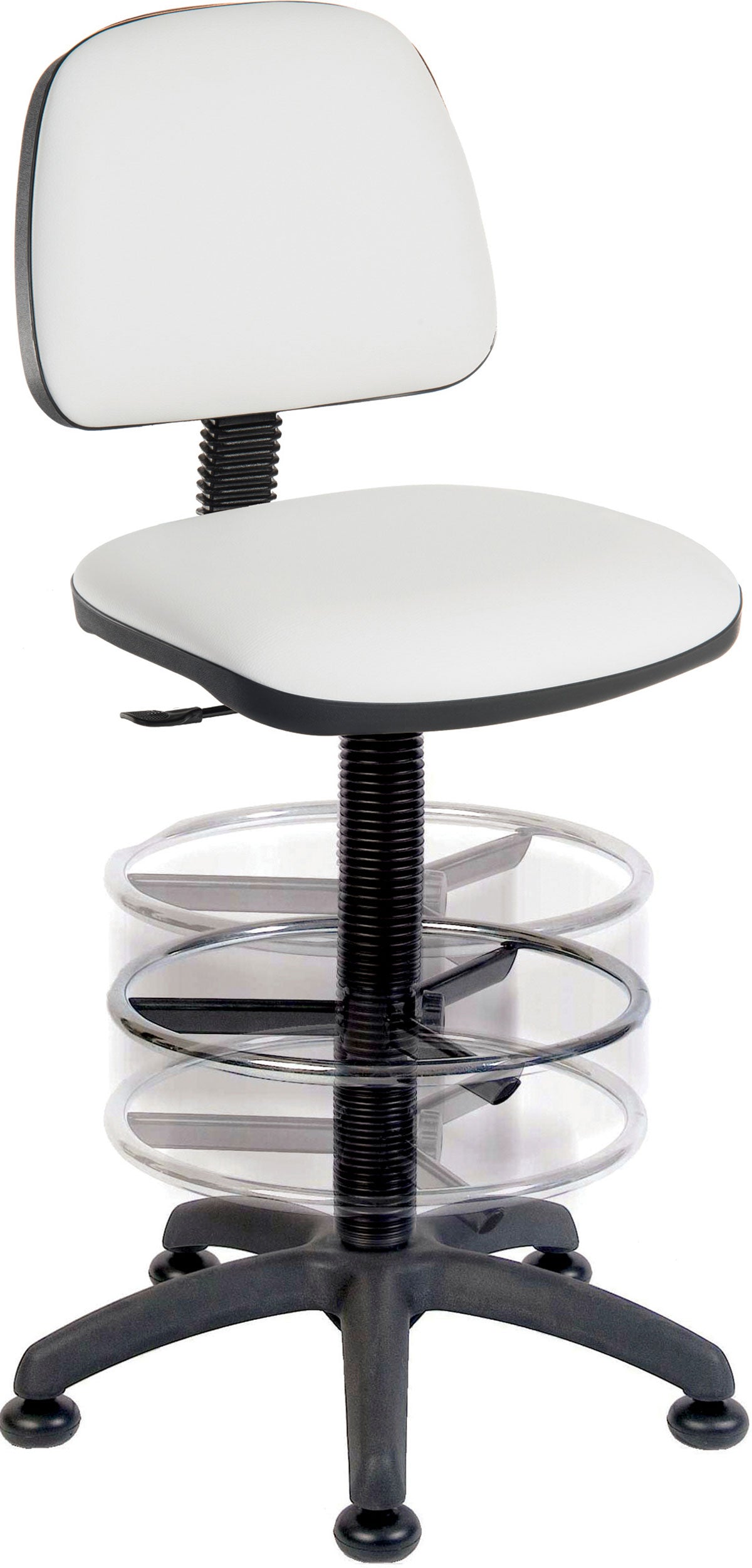 Hygiene Plus White PU Draughtsman Chair | New Image Office Design Ltd 