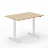 Electric Height Adjustable desk amber oak white frame work