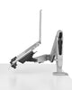 Laptop mount with ollin monitor arm finished in white