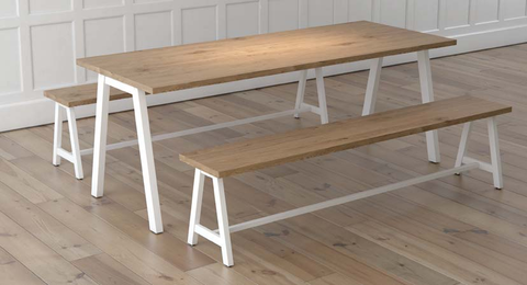 Loco collaboration bench with solid oak top