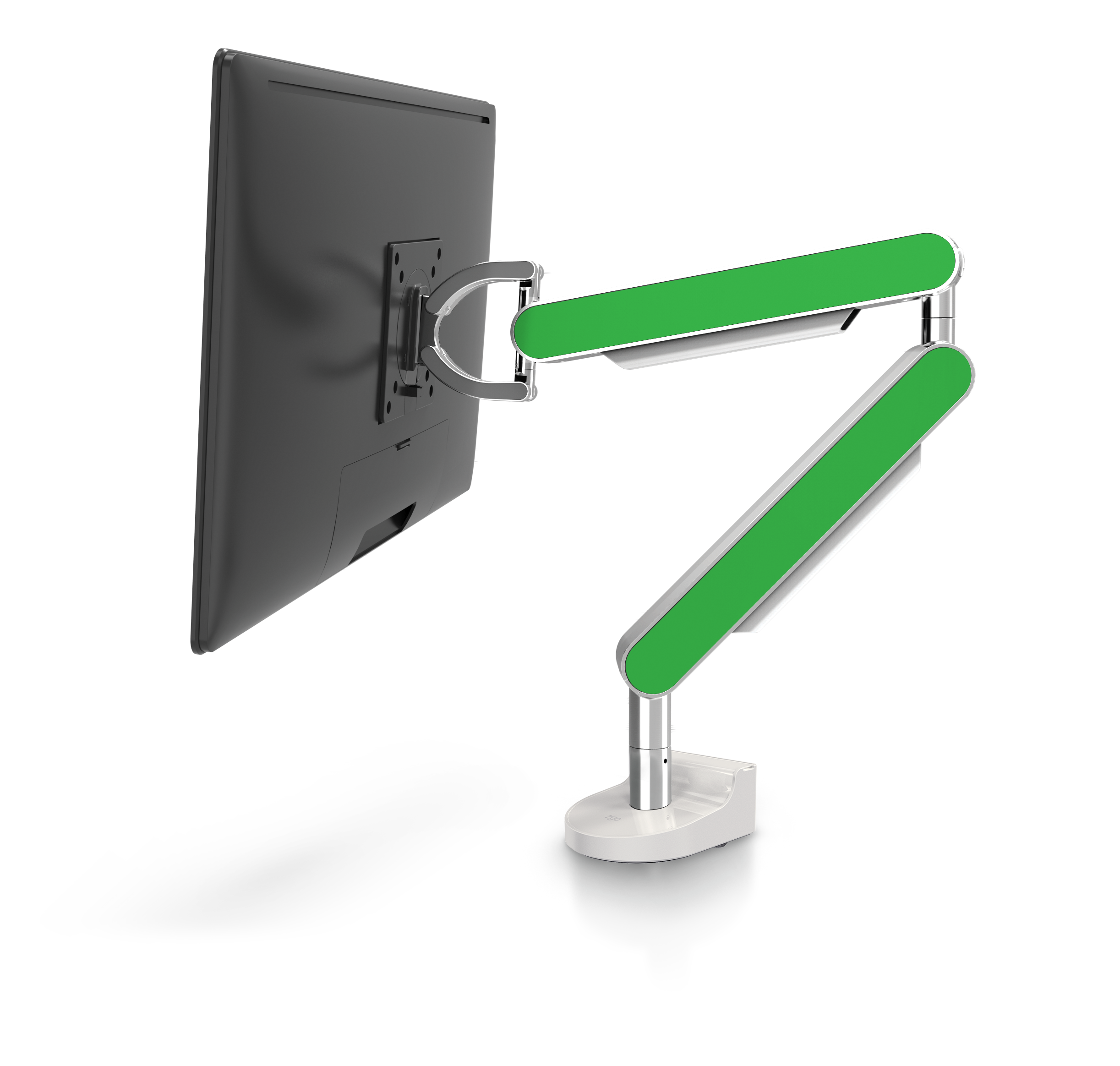 ZG1 Polished Aluminium Monitor Arm - Green Side Panels - Niodonline.co.uk