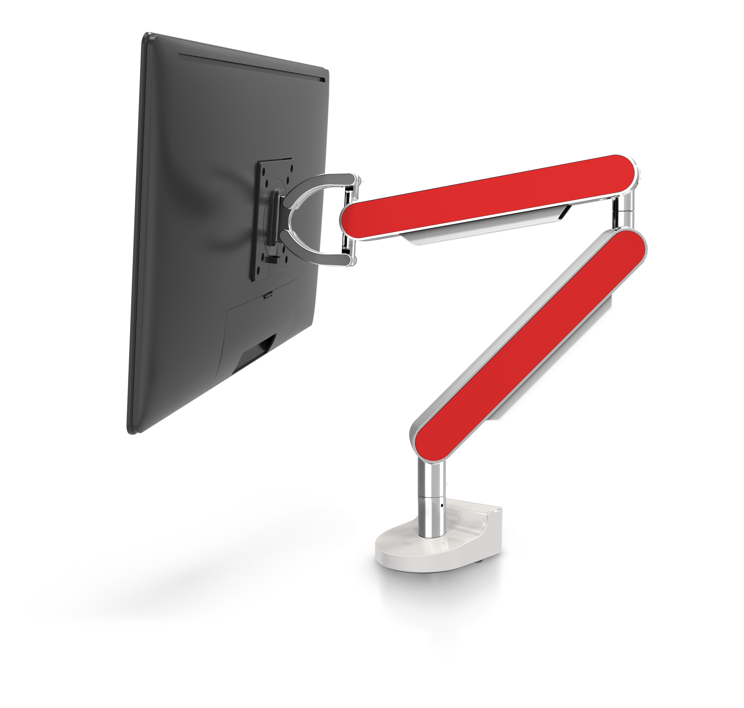 ZG1 Polished Aluminium Monitor Arm With Red Side Panels | Niodonline.co.uk