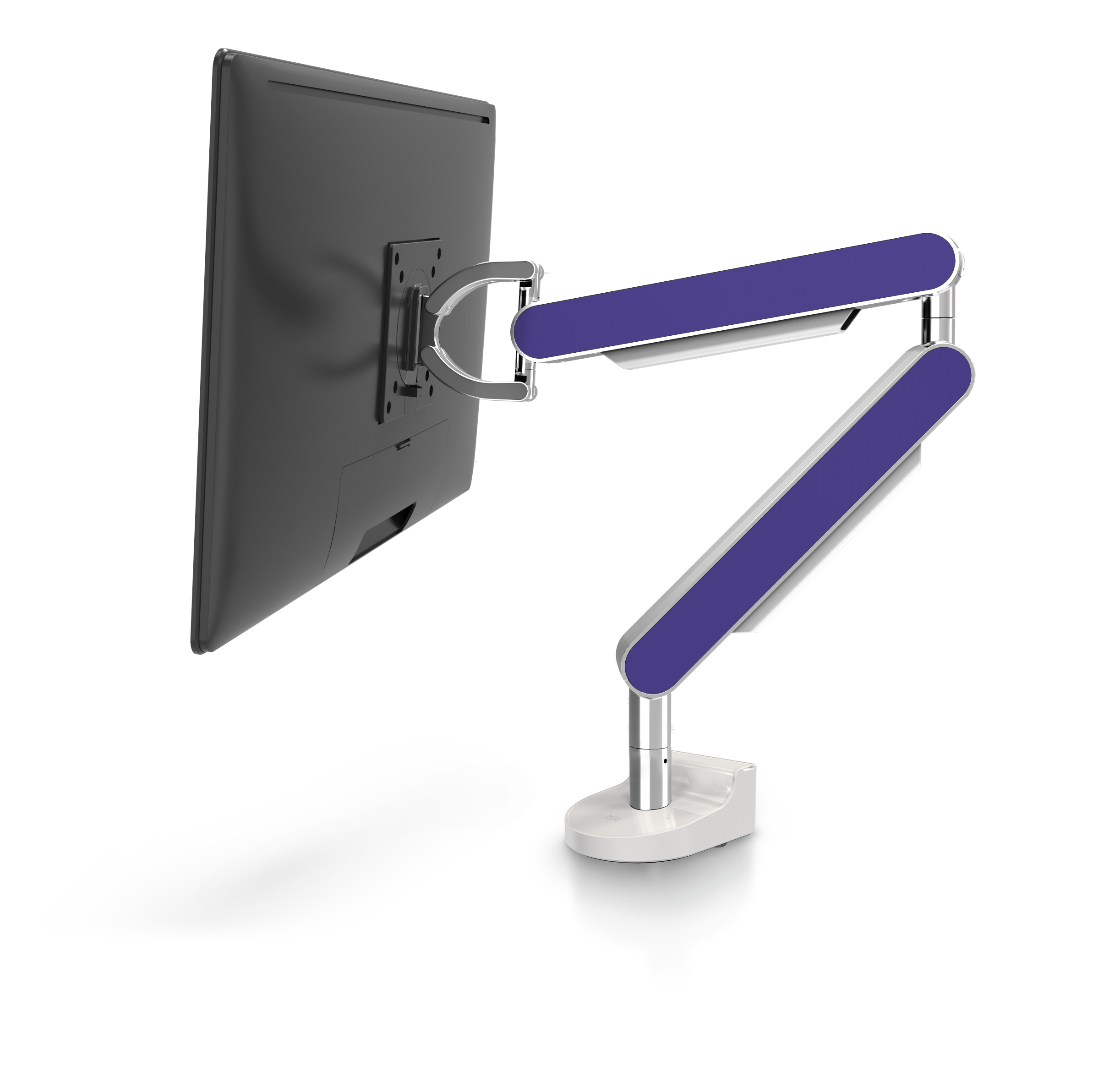 ZG1 Polished Aluminium Monitor Arm with blue side panels - niod ergonomics