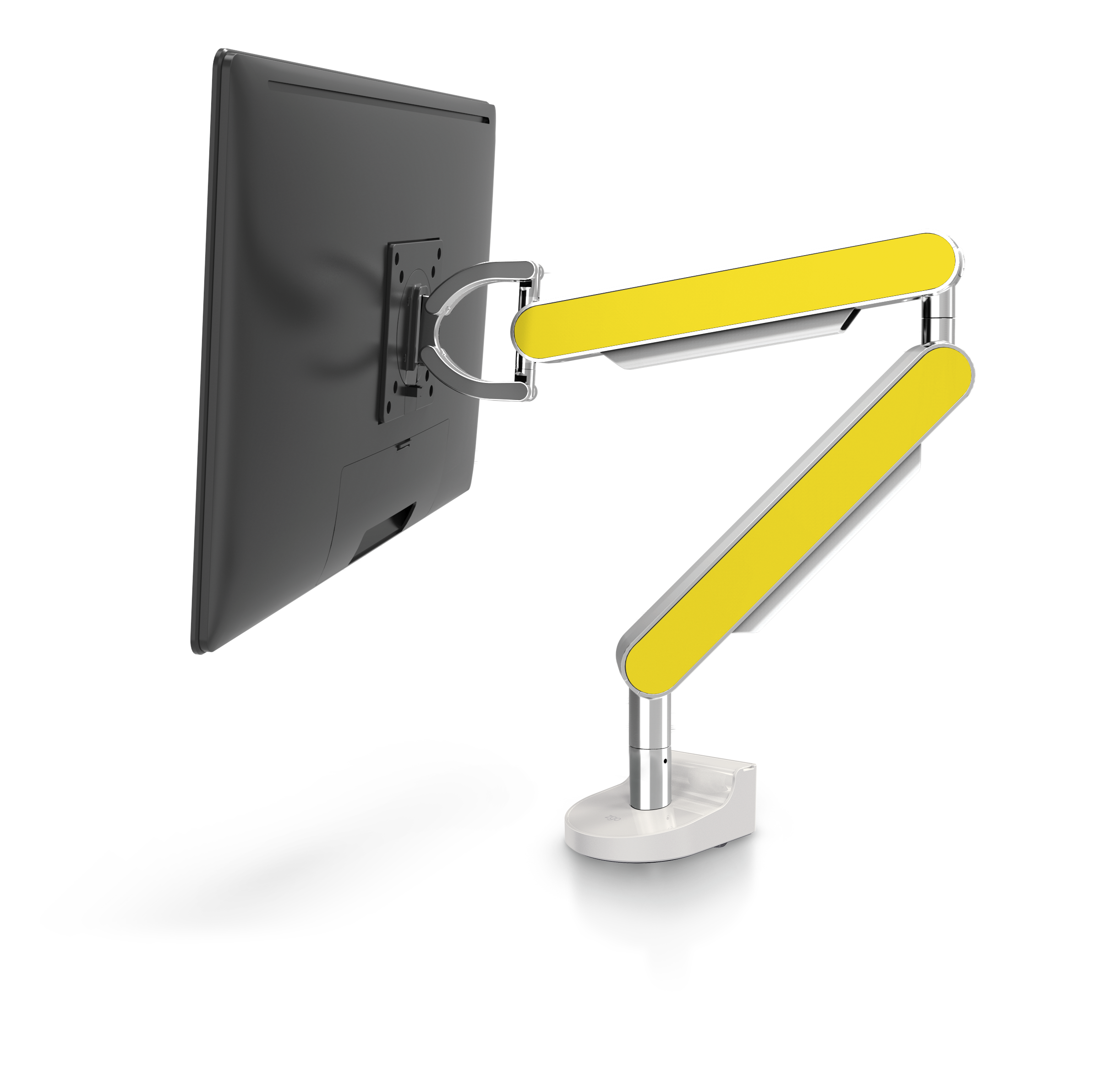 ZG1 Polished Aluminium Monitor Arm With Yellow Side Panels| Niod Ergonomics