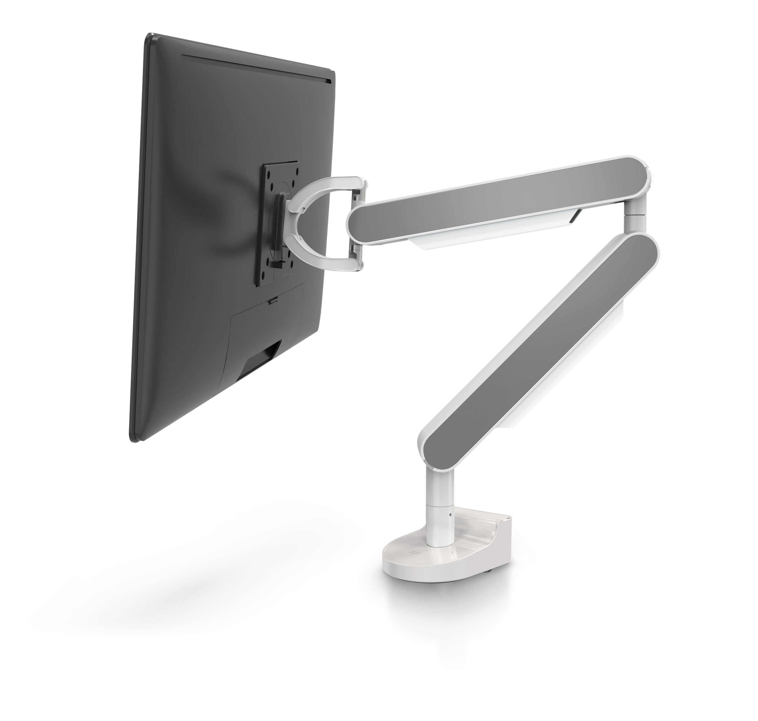 ZG1 White Edition Monitor Arm With Silver Side Panels