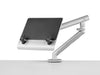 Laptop Mount with flo monitor arm finished in silver 